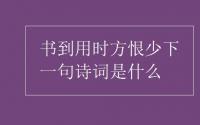 教育动态信息：书到用时方恨少下一句诗词是什么