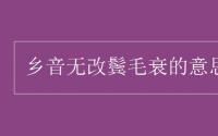 教育动态信息：乡音无改鬓毛衰的意思