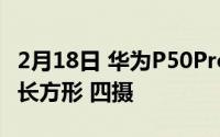 2月18日 华为P50Pro外观曝光 屏下摄像头为长方形 四摄