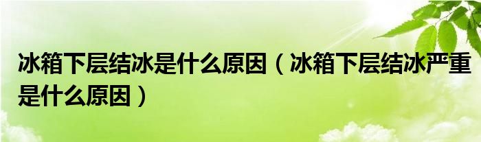 冰箱下层结冰是什么原因（冰箱下层结冰严重是什么原因）