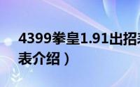 4399拳皇1.91出招表（4399拳皇1.91出招表介绍）