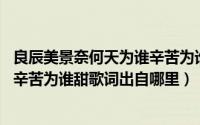 良辰美景奈何天为谁辛苦为谁甜歌词（良辰美景奈何天 为谁辛苦为谁甜歌词出自哪里）