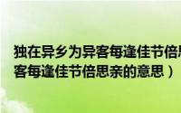 独在异乡为异客每逢佳节倍思亲是什么意思（独在异乡为异客每逢佳节倍思亲的意思）