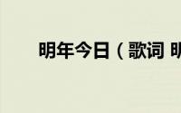 明年今日（歌词 明年今日歌曲介绍）