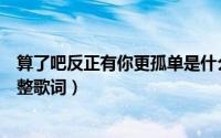 算了吧反正有你更孤单是什么歌（算了吧反正有你更孤单完整歌词）