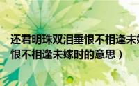 还君明珠双泪垂恨不相逢未嫁时什么意思（还君明珠双泪垂恨不相逢未嫁时的意思）