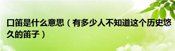 口笛是什么意思（有多少人不知道这个历史悠久的笛子）