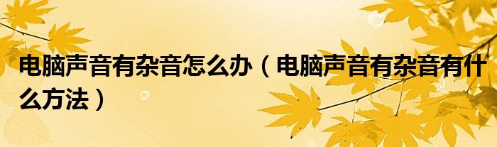 电脑声音有杂音怎么办（电脑声音有杂音有什么方法）