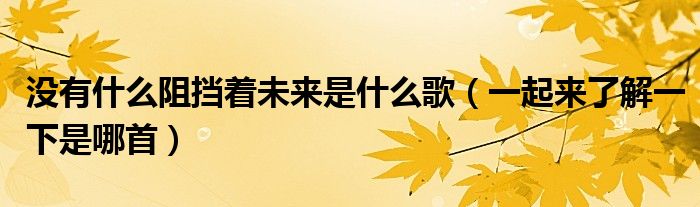 没有什么阻挡着未来是什么歌（一起来了解一下是哪首）