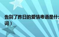 告别了昨日的爱情粤语是什么歌（告别了昨日的爱情粤语歌词）