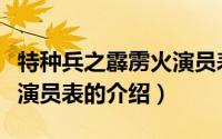 特种兵之霹雳火演员表（关于特种兵之霹雳火演员表的介绍）