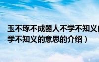 玉不琢不成器人不学不知义的意思（关于玉不琢不成器人不学不知义的意思的介绍）