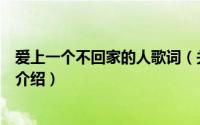 爱上一个不回家的人歌词（关于爱上一个不回家的人歌词的介绍）