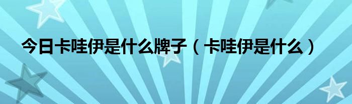 今日卡哇伊是什么牌子（卡哇伊是什么）