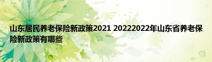 山东居民养老保险新政策2021 20222022年山东省养老保险新政策有哪些