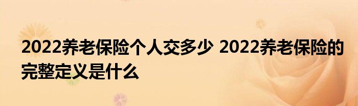 2022养老保险个人交多少 2022养老保险的完整定义是什么