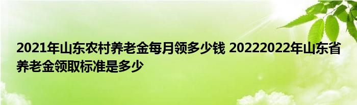 2021年山东农村养老金每月领多少钱 20222022年山东省养老金领取标准是多少