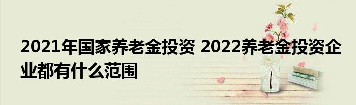 2021年国家养老金投资 2022养老金投资企业都有什么范围