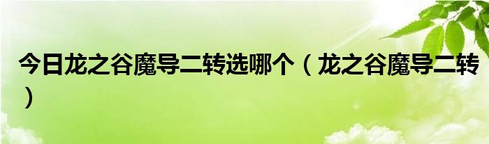 今日龙之谷魔导二转选哪个（龙之谷魔导二转）