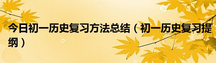 今日初一历史复习方法总结（初一历史复习提纲）