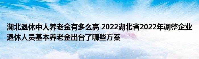 湖北退休中人养老金有多么高 2022湖北省2022年调整企业退休人员基本养老金出台了哪些方案