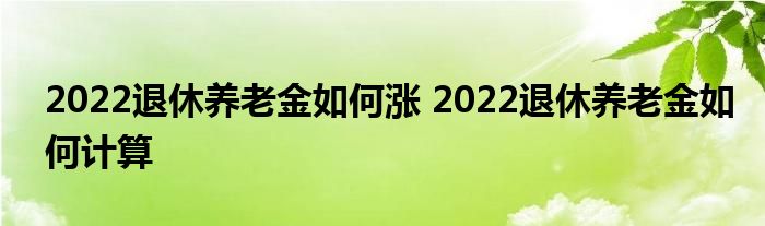 2022退休养老金如何涨 2022退休养老金如何计算