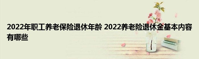 2022年职工养老保险退休年龄 2022养老险退休金基本内容有哪些