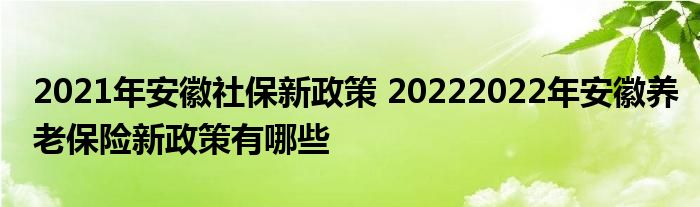 2021年安徽社保新政策 20222022年安徽养老保险新政策有哪些