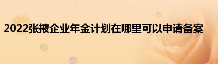 2022张掖企业年金计划在哪里可以申请备案