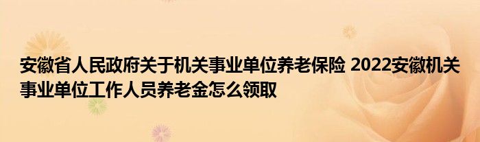 安徽省人民政府关于机关事业单位养老保险 2022安徽机关事业单位工作人员养老金怎么领取