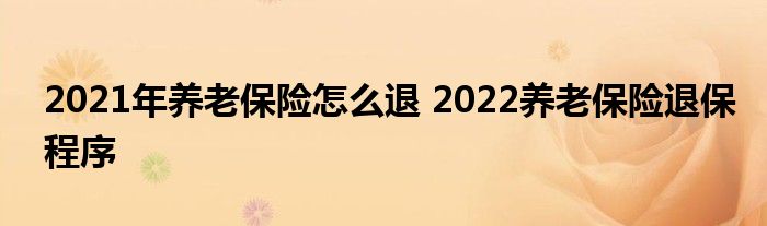 2021年养老保险怎么退 2022养老保险退保程序