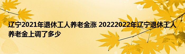 辽宁2021年退休工人养老金涨 20222022年辽宁退休工人养老金上调了多少