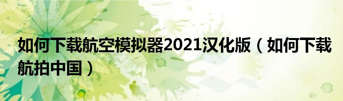 如何下载航空模拟器2021汉化版（如何下载航拍中国）