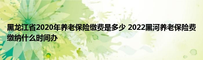 黑龙江省2020年养老保险缴费是多少 2022黑河养老保险费缴纳什么时间办