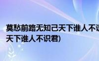 莫愁前路无知己天下谁人不识君是什么意思(莫愁前路无知己天下谁人不识君)