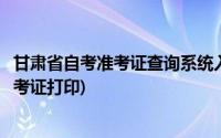 甘肃省自考准考证查询系统入口(甘肃省高等教育自学考试准考证打印)