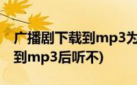 广播剧下载到mp3为什么听不到(广播剧下载到mp3后听不)