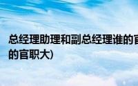 总经理助理和副总经理谁的官职大(总经理助理和副总经理谁的官职大)