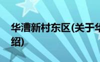 华漕新村东区(关于华漕新村东区当前房价介绍)