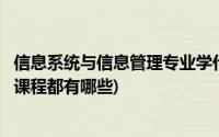 信息系统与信息管理专业学什么(信息管理与信息系统专业的课程都有哪些)