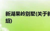 新湖果岭别墅(关于新湖果岭别墅当前房价介绍)