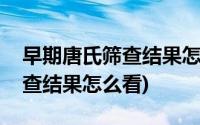 早期唐氏筛查结果怎么看参考值(早期唐氏筛查结果怎么看)