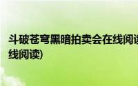 斗破苍穹黑暗拍卖会在线阅读无删减(斗破苍穹黑暗拍卖会在线阅读)