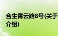 合生霄云路8号(关于合生霄云路8号当前房价介绍)