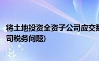 将土地投资全资子公司应交那些税(以土地出资设立全资子公司税务问题)