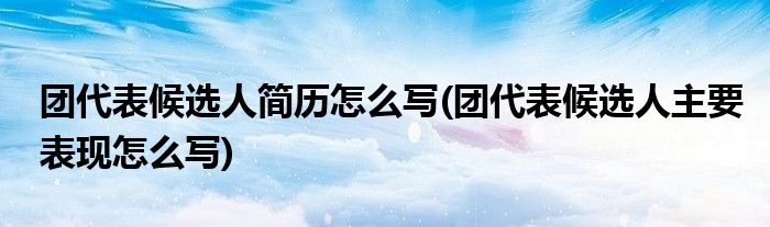 团代表候选人简历怎么写 团代表候选人主要表现怎么写