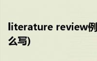 literature review例子(literature review怎么写)