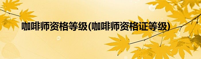 咖啡师资格等级 咖啡师资格证等级