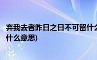 弃我去者昨日之日不可留什么意思(弃我去者昨日之日不可留什么意思)