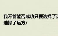 我不管能否成功只要选择了远方(我不去想是否能够成功既然选择了远方)